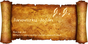 Janovszky Jolán névjegykártya