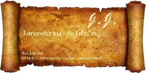 Janovszky Jolán névjegykártya